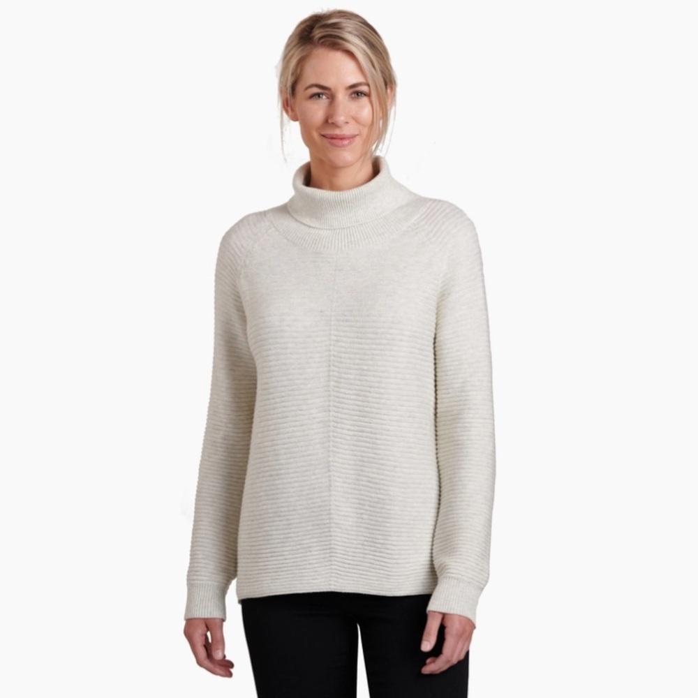 KUHL Solace Sweater Natural Beige White Pullover Wool Blend Ribbed Women Medium